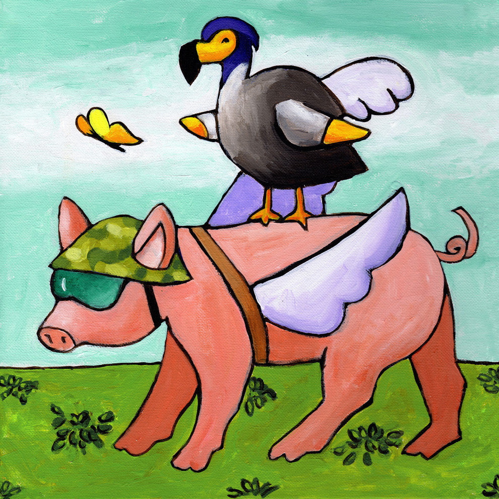 Marmont Hill, "Uh Oh No Go Dodo" by Janet Nelson Print on Wrapped Canvas, 32x32