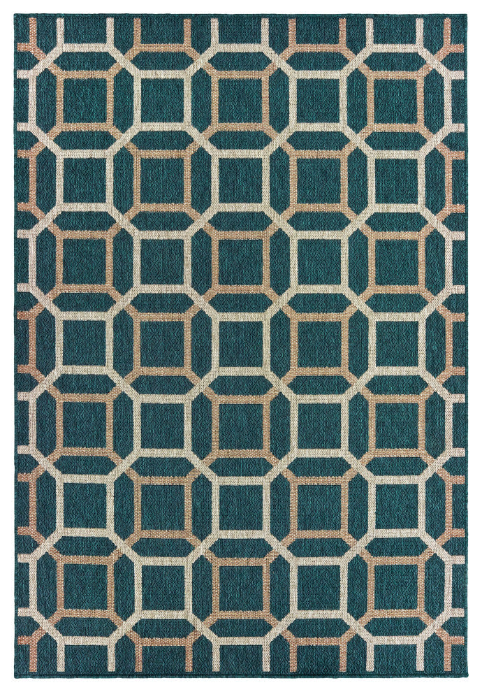 Oriental Weavers Latitude Blue/ Grey Geometric Indoor/Outdoor Rug 7'10"X10'
