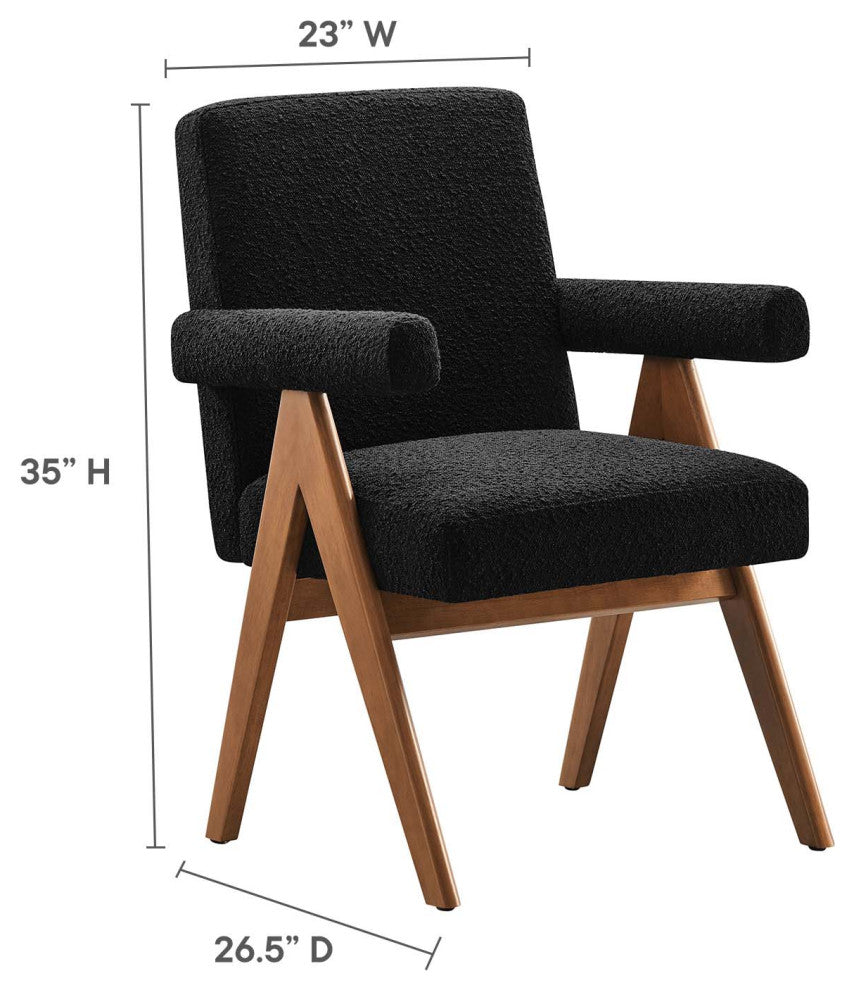 Lyra Boucle Fabric Dining Room Chair, Set of 2, Black