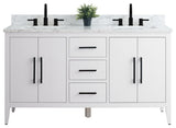 Vanity Art Bathroom Vanity With Sink, White, 60", Double Sink, Matte Black