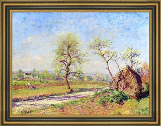 Alfred Sisley Road at Veneux Framed Premium Canvas Print, 18"x24"