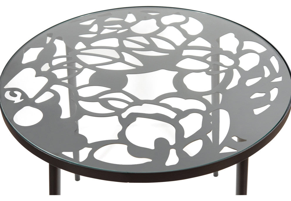 LeisureMod Devon 5-Piece Aluminum Patio Dining Set With Table and 4 Chairs, Black