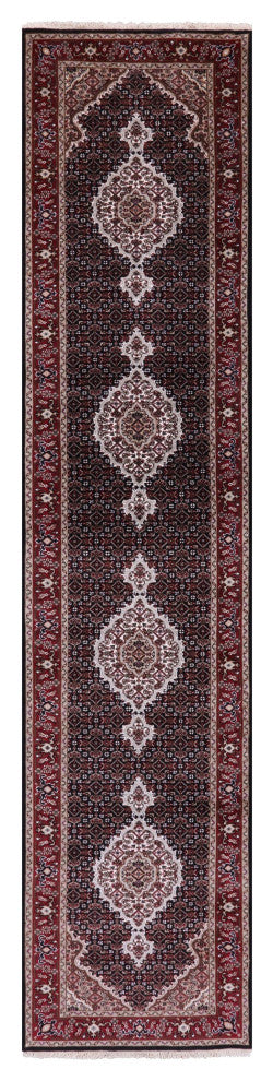 2' 6" X 12' 0" Persian Tabriz Hand-Knotted Wool & Silk Runner Rug - Q13030