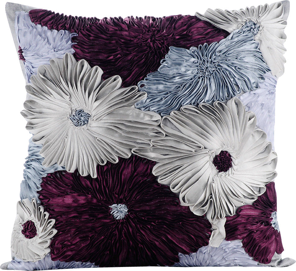 Throw Pillow Covers 26" x 26" Cushion Cover Blue Silk - Glory In The Flowers