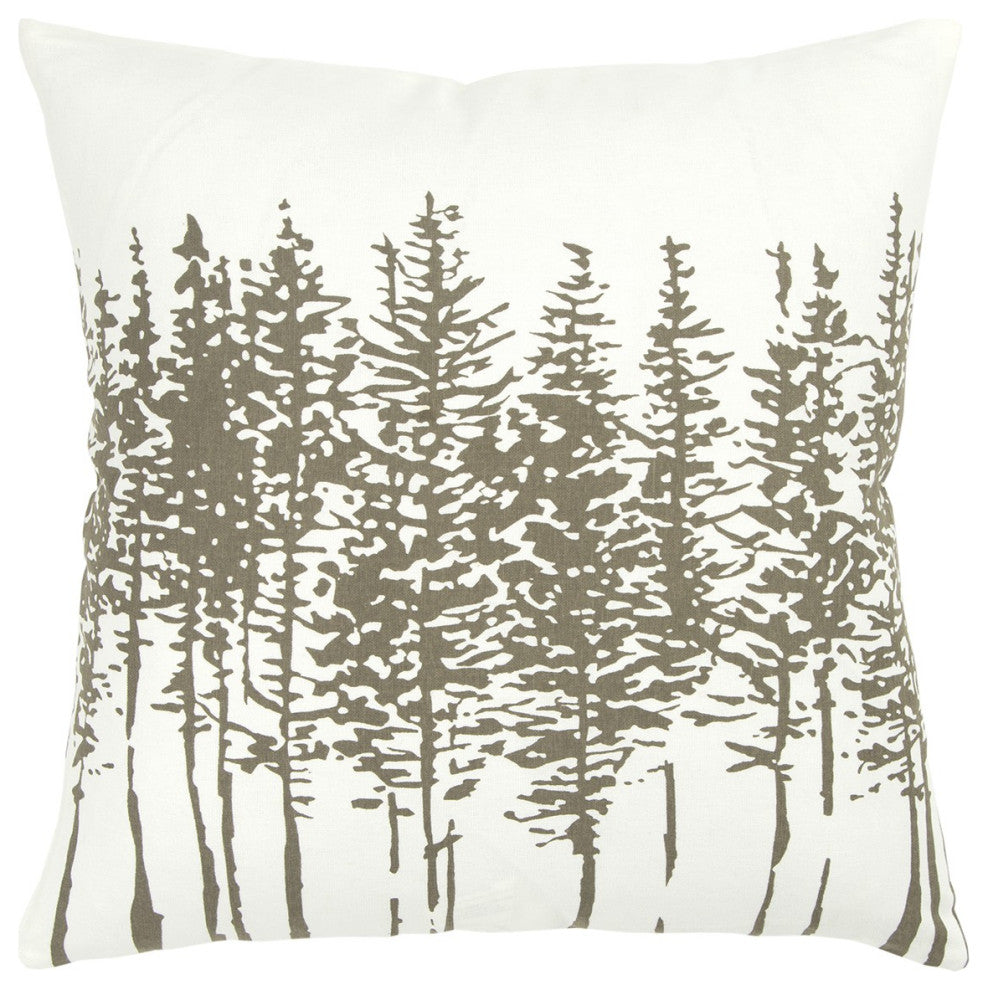Gray Ivory Grove of Trees Down Throw Pillow