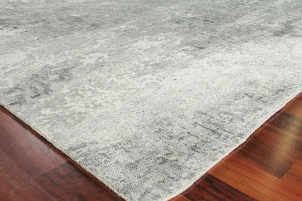 Cassina Hand Loomed Bamboo Silk and Cotton Dark Gray/Gray Area Rug