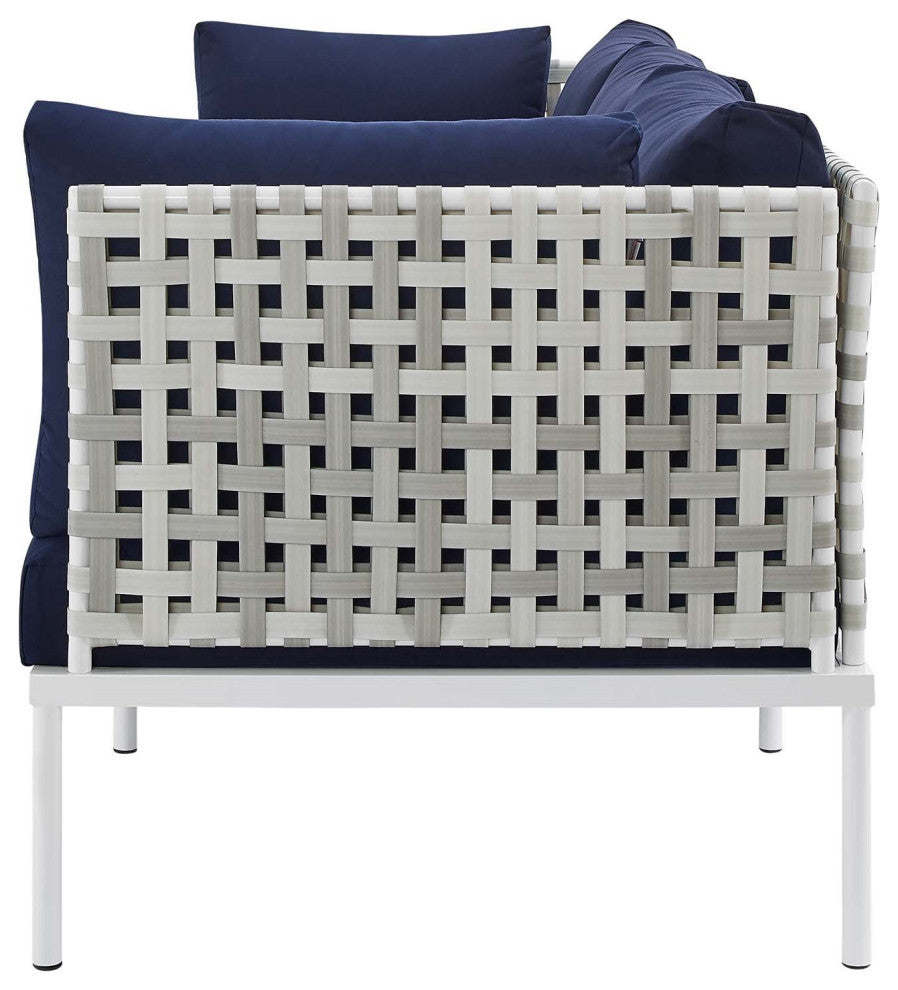 Lounge Sofa, Sunbrella, Aluminum, Metal, Blue Navy, Modern, Outdoor Patio Cafe