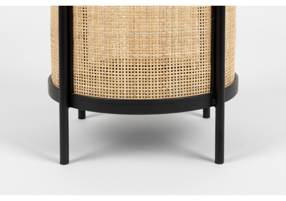 Rattan Accented Side Table | DF Makoto, Black
