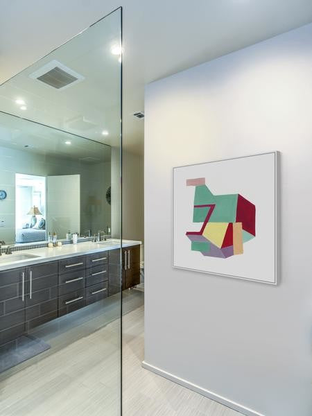 "When Shapes Unite" Floater Framed Painting Print on Canvas, 20"x20"