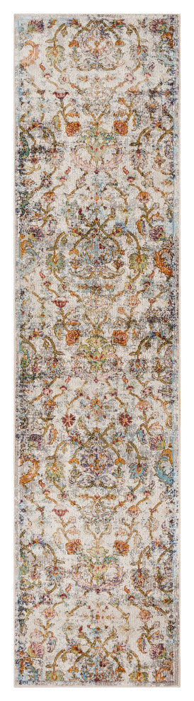 2' x 9' Beige Abstract Garden Runner Rug