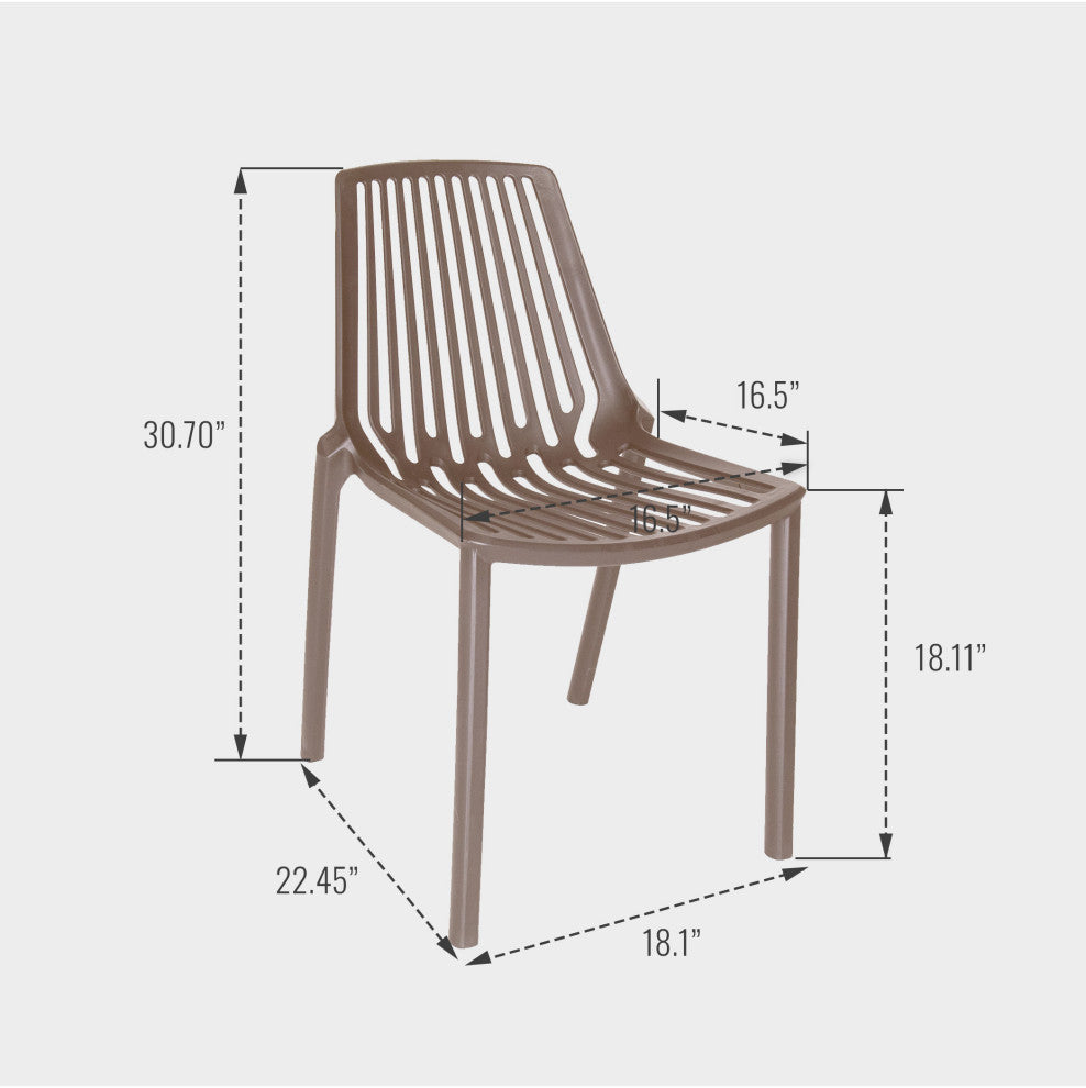 LeisureMod Acken Mid-Century Modern Plastic Dining Chair, Taupe