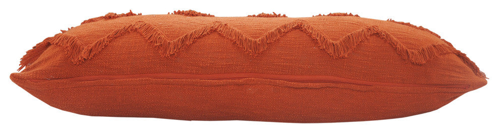 Solid Cinnamon Chevron Shag Throw Pillow, 14" X 36"