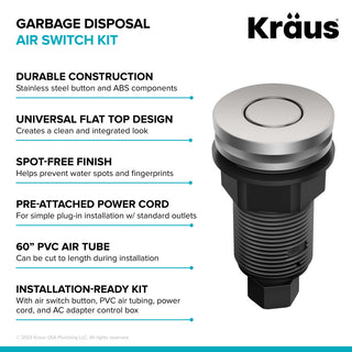 KRAUS Garbage Disposal Air Switch Kit 2 Flat Push Buttons SFS, Kwda-200sfs