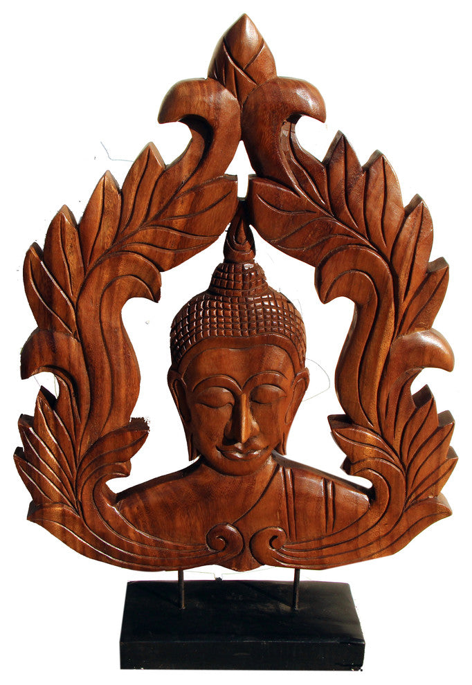Hand Carved Wood Buddha on Stand