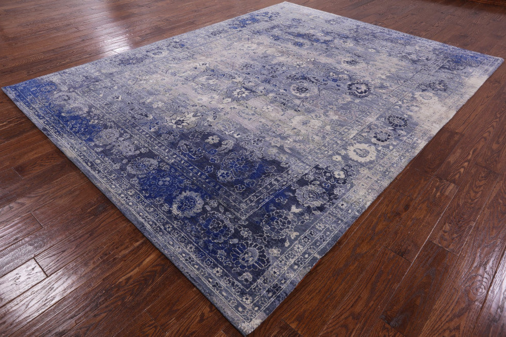 Hand-Knotted Persian Wool and Silk Rug 7' 11" X 10' 5" Q6253