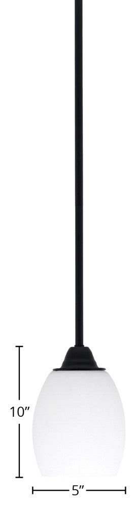Paramount Mini Pendant, Matte Black, 5" White Linen Glass