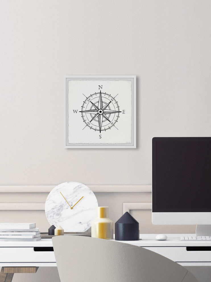 "Navigation Compass" Framed Painting Print, 24x24