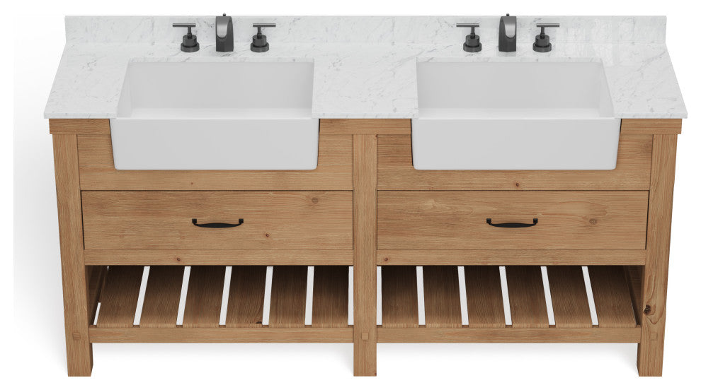 Bosque Bath Vanity, Weathered Fir, 72", Double Sink, Farmhouse, Freestanding