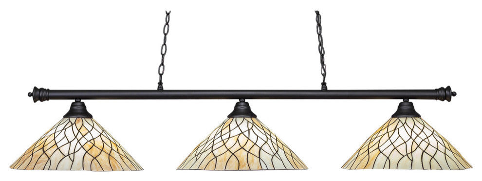 Oxford 3-Light Bar, Matte Black/Sandhill Art