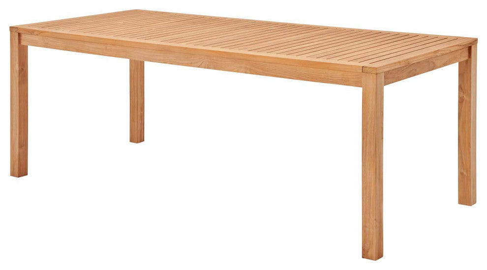 Lounge Dining Table, Rectangular, Wood, Brown Natural, Modern, Outdoor Patio