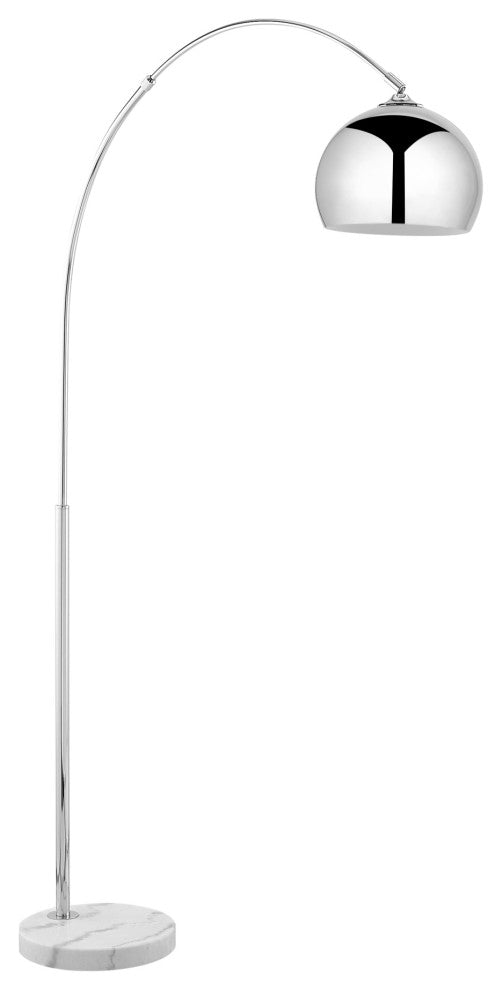 Inspired Home Katana Floor Lamp, Marble Stone Base, Chrome