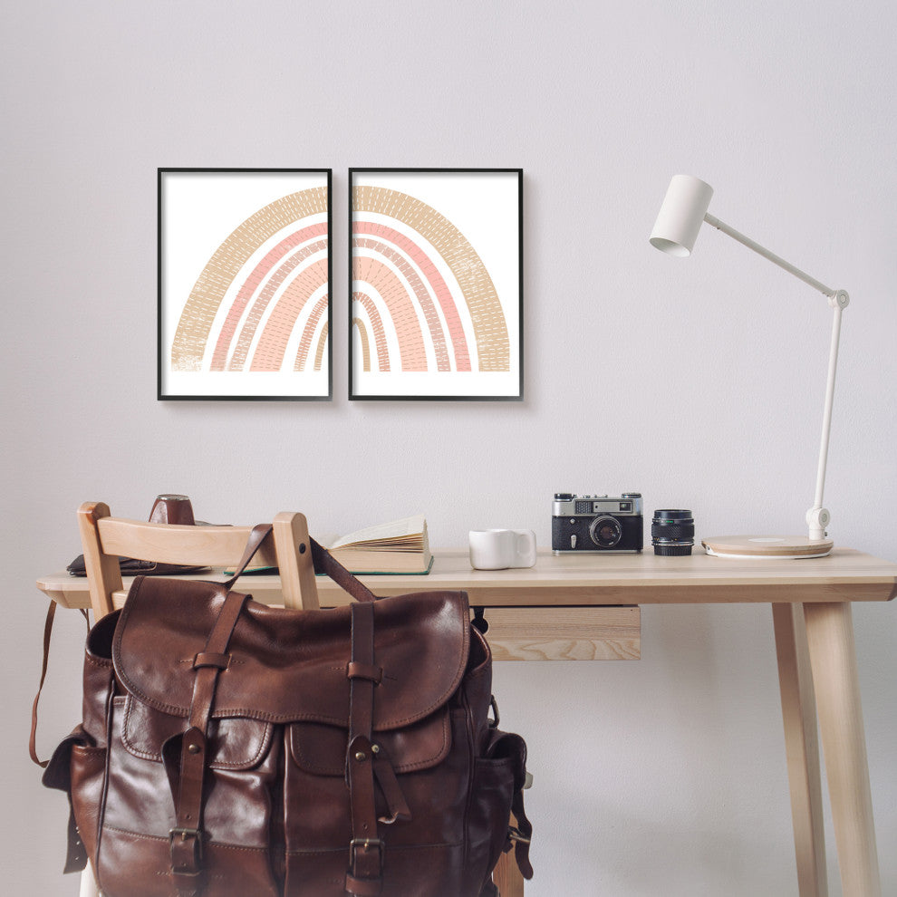 Abstract Pink Neutral Kid's Rainbow Arches Striped Patterns,11 x 14