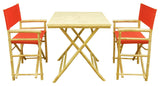 Square Table Set With 2 Director Canvas Chairs, Red