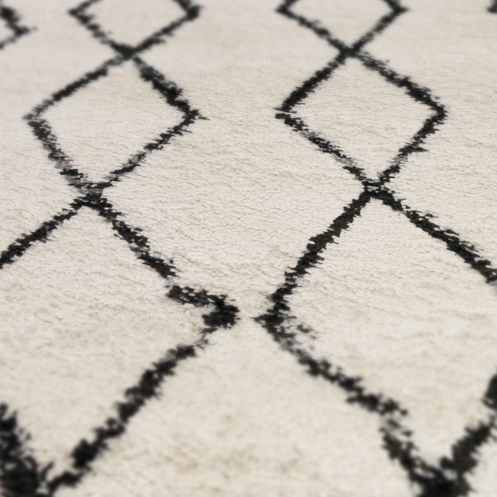Aspen Shag Polypropylene Area Rug, Cream/Gray, 2'2" X 10'