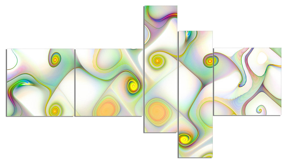 Beautiful Fractal Pattern with Swirls, Abstract Wall Canvas, 60"x32", 5 panels