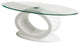 Benzara BM207644 Tempered Glass Top Coffee Table With O Shape Base, White
