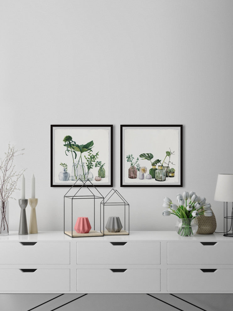 Forest on Bottles Diptych, Set of 2, 12x12 Panels