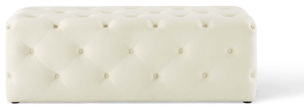 Anthem 48" Tufted Button Entryway Performance Velvet Bench Ivory