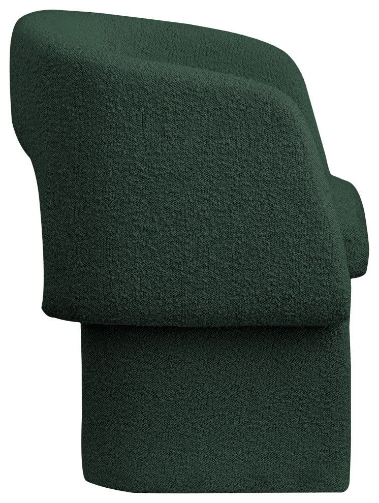 Emmet Boucle Fabric Dining Chair / Accent Chair, Green, Boucle Fabric