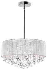 Water Drop 9 Light Drum Shade Chandelier With Chrome Finish