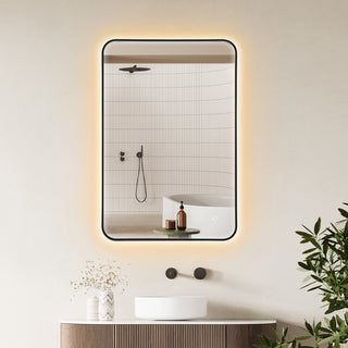 Dazzle Rectangular Bathroom/Vanity LED Lighted Wall Mirror, Matte Black, 24"