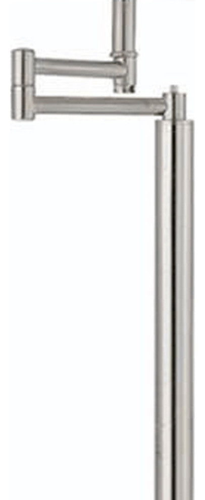 60" Nickel Swing Arm Floor Lamp With White Square Shade