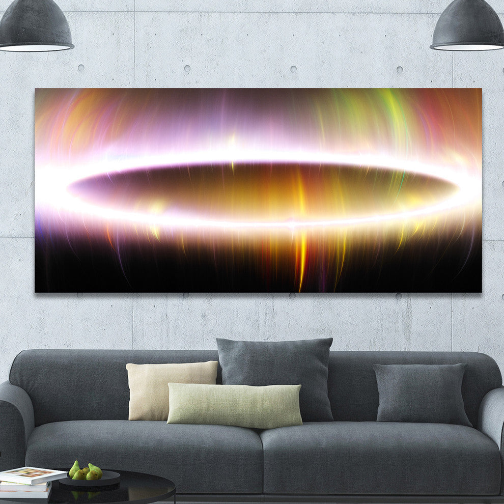 Large Oval of Northern Lights, Oversized Abstract Canvas Art Print, 60x28