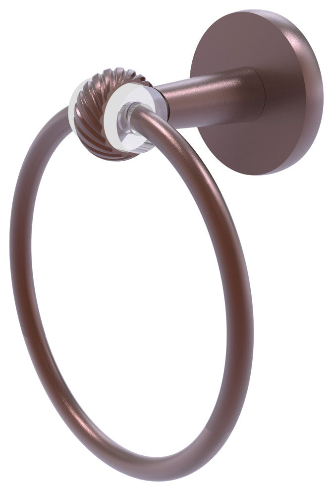 Clearview Towel Ring with Twisted Accents, Antique Copper