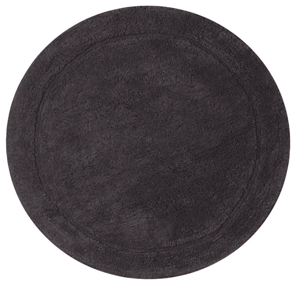 Waterford Absorbent Cotton and Machine washable Bath Rug 22" Round, Gray