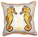 Betsy Drake Gold Sea Horses Extra Large Zippered Pillow 22x22