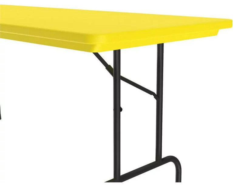 Modern Folding Table, Y-Shaped Metal Legs With Rectangular Plastic Top, Yellow