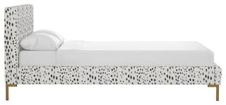 California King Y Leg Platform Bed, Linen Leopard Ink
