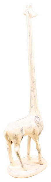 Whitewashed Cast Iron Giraffe Paper Towel Holder 19"
