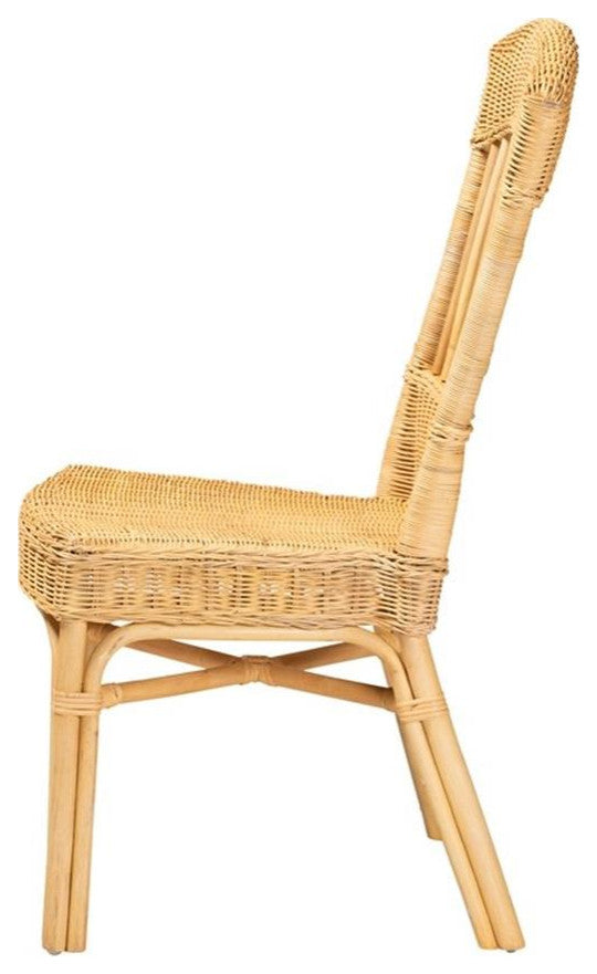 Barito Modern Bohemian Natural Brown Rattan Dining Chair