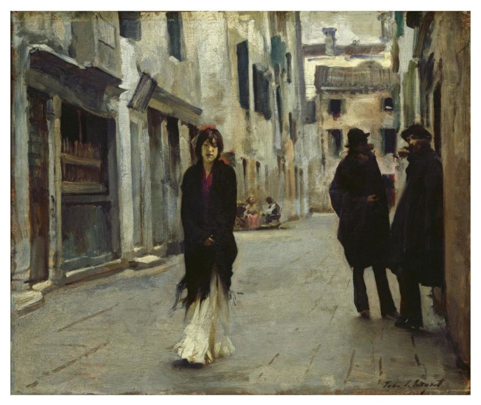 "Street in Venice, 1882" Digital Paper Print by John Singer Sargent, 32"x27"