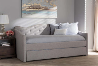 Helena Fabric Daybed With Trundle, Grayish Beige