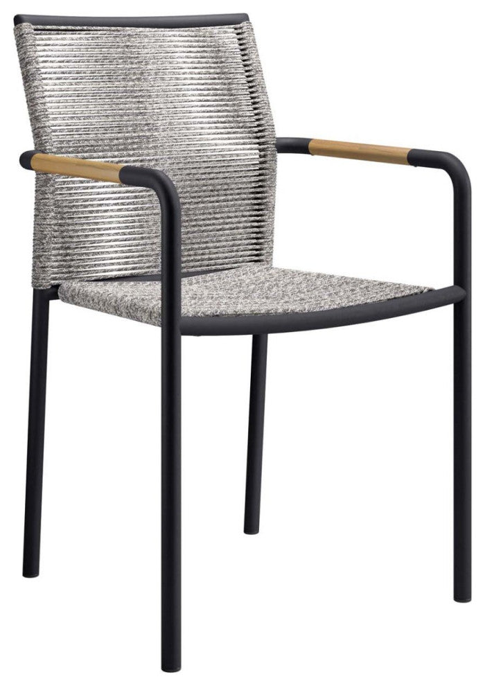 Side Dining Chair, Set of 2, Light Gray, Stainless Metal, Outdoor Garden