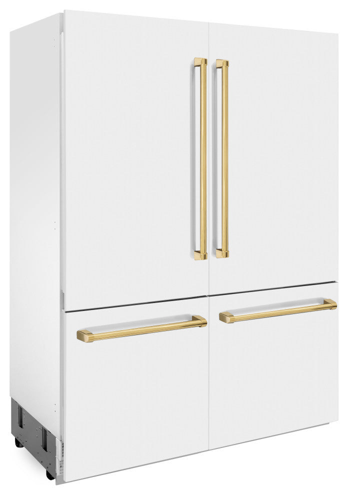 ZLINE Refrigerator With Internal Water, White Matte With Gold, RBIVZ-WM-60-G