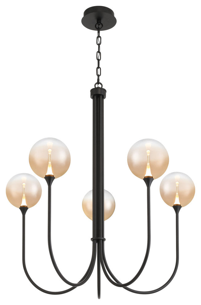 Iissa 5L 34" Black Amber Chandelier