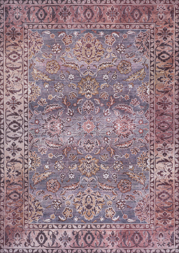 Victoria Ornate Persian Machine Washable Indoor Area Rug, Brwon/Gray, 4 X 6